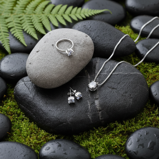 Aura Diamond Silver Jewellery Set